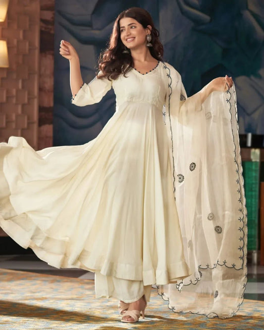 Bollywood Inspired White Anarkali by Rasha Tandani ✨