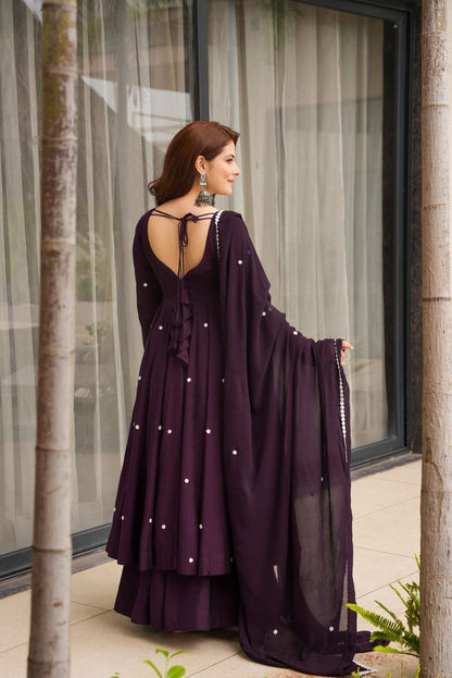 Elegant Heavy Embroidered Faux Georgette Set