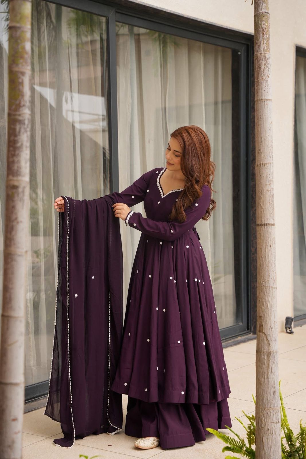 Elegant Heavy Embroidered Faux Georgette Set