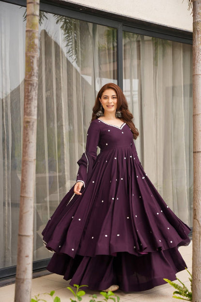 Elegant Heavy Embroidered Faux Georgette Set