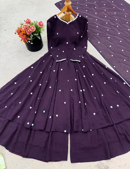 Elegant Heavy Embroidered Faux Georgette Set