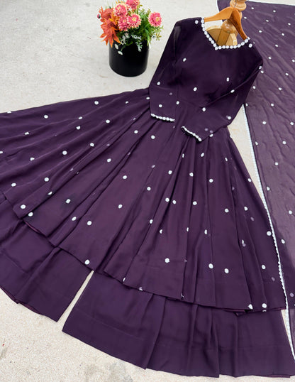 Elegant Heavy Embroidered Faux Georgette Set