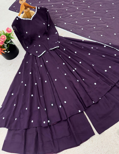 Elegant Heavy Embroidered Faux Georgette Set