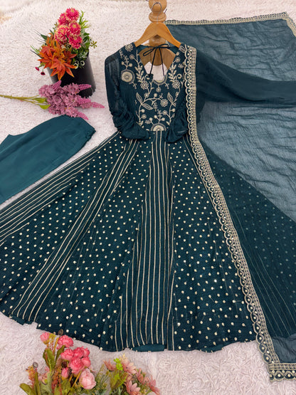 Premium Embroidered Anarkali Gown Set (5293)