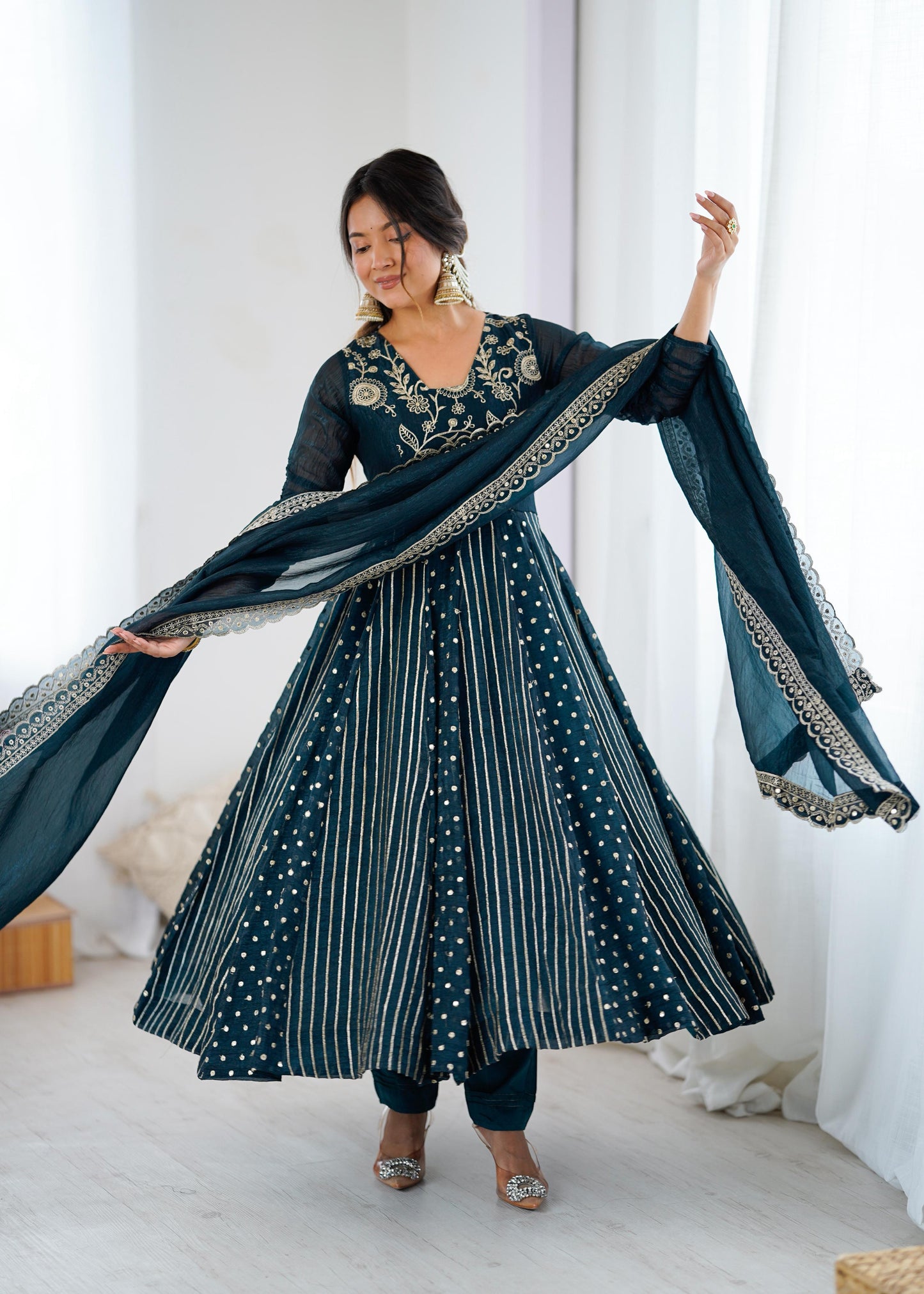 Premium Embroidered Anarkali Gown Set (5293)