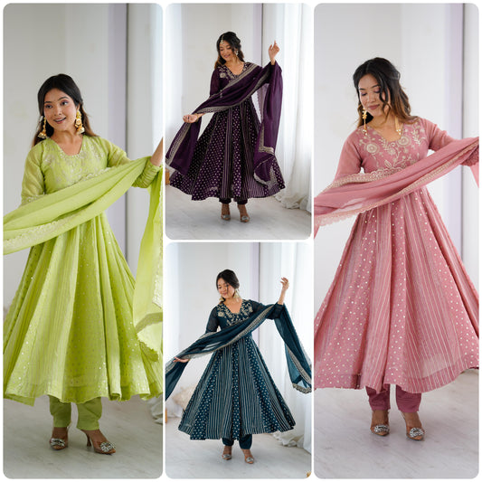 Premium Embroidered Anarkali Gown Set (5293)