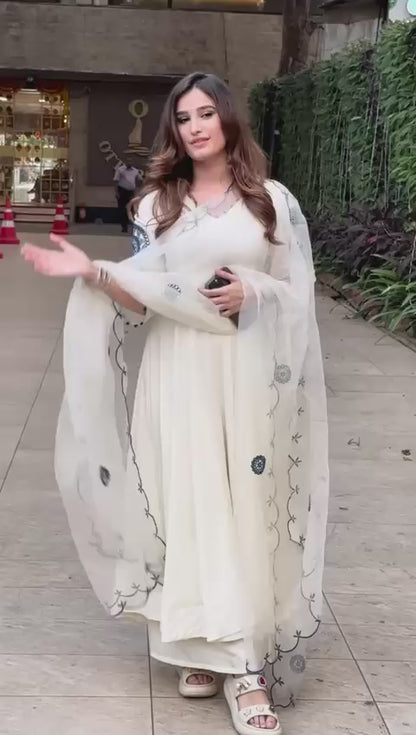 Bollywood Inspired White Anarkali by Rasha Tandani ✨